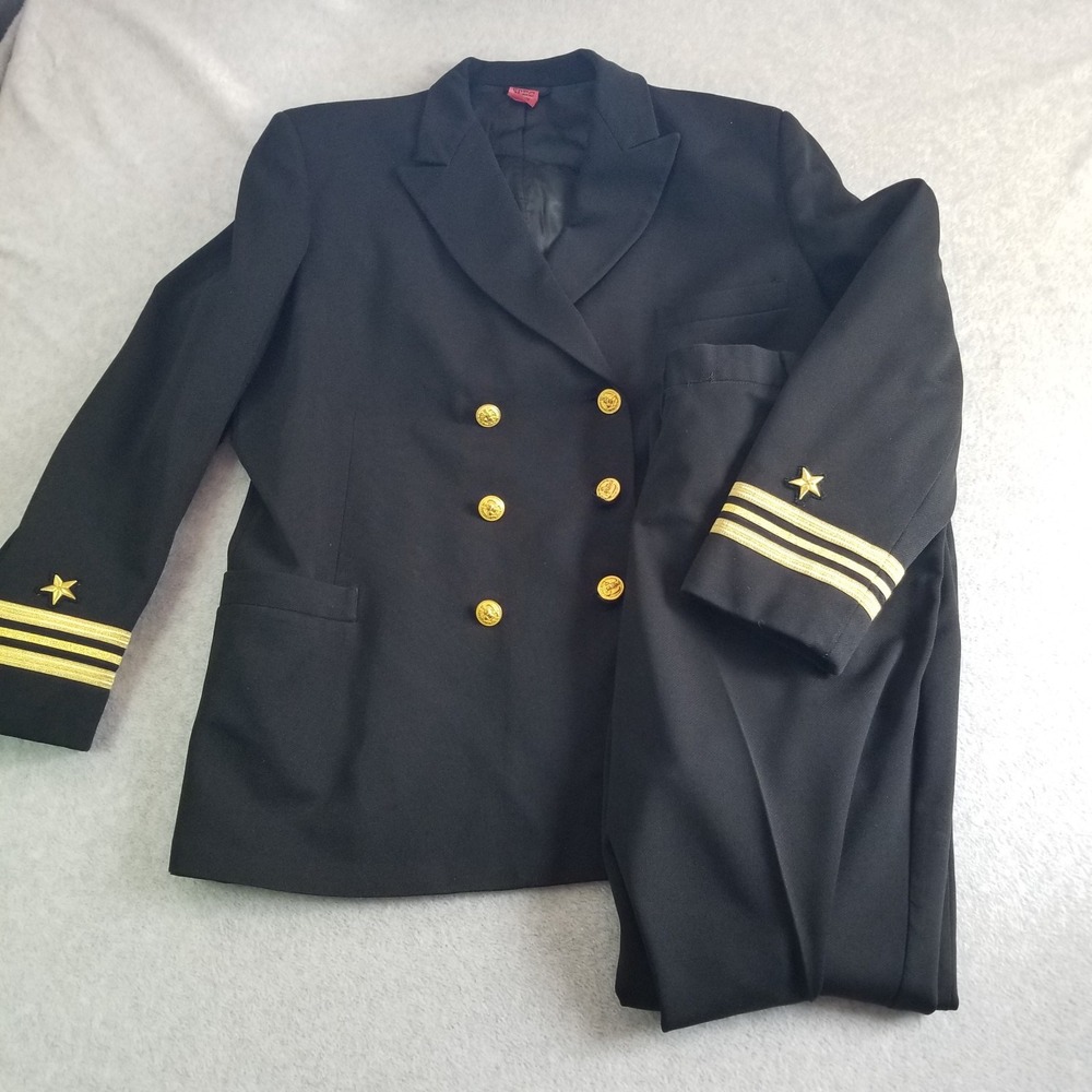 US Navy Officer Dress Blues Uniform Mens 46 Pants 38x29 Black Gold Buttons
